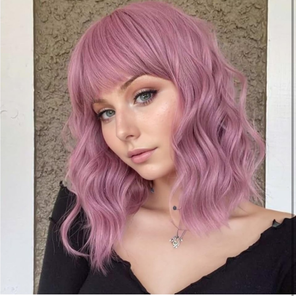 NWT VCKOVCKO Pastel Purple Pink 12 inches Wavy Synthetic Wig